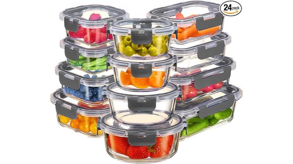24 piece glass meal containers