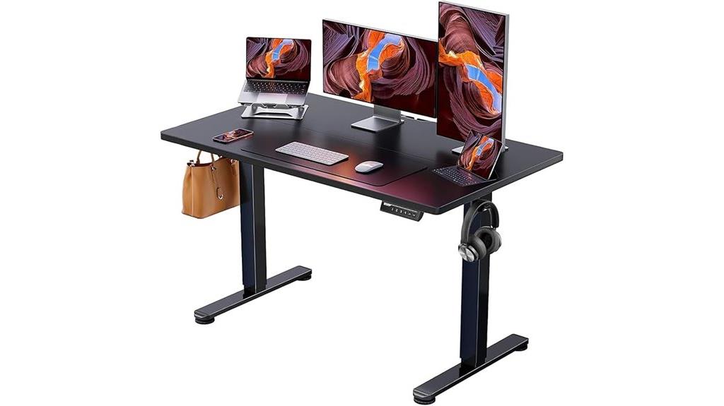 black electric standing desk