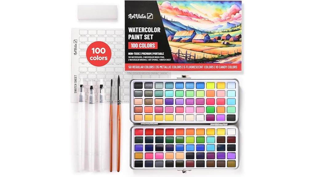 comprehensive 100 color watercolor set