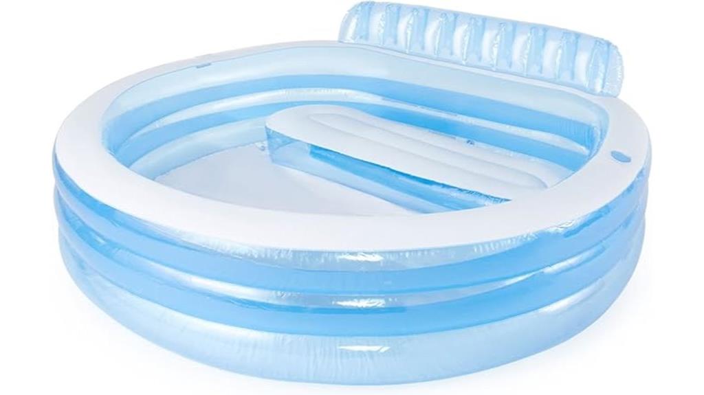 family inflatable pool with bench