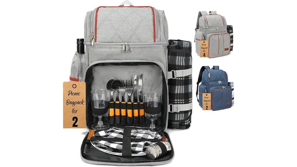 insulated picnic backpack set