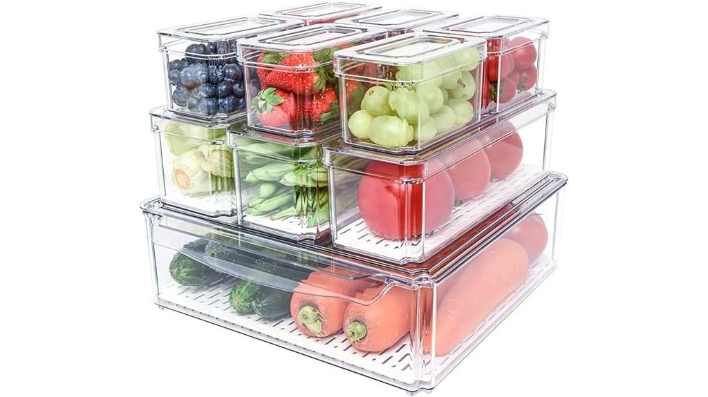 ten fridge storage bins