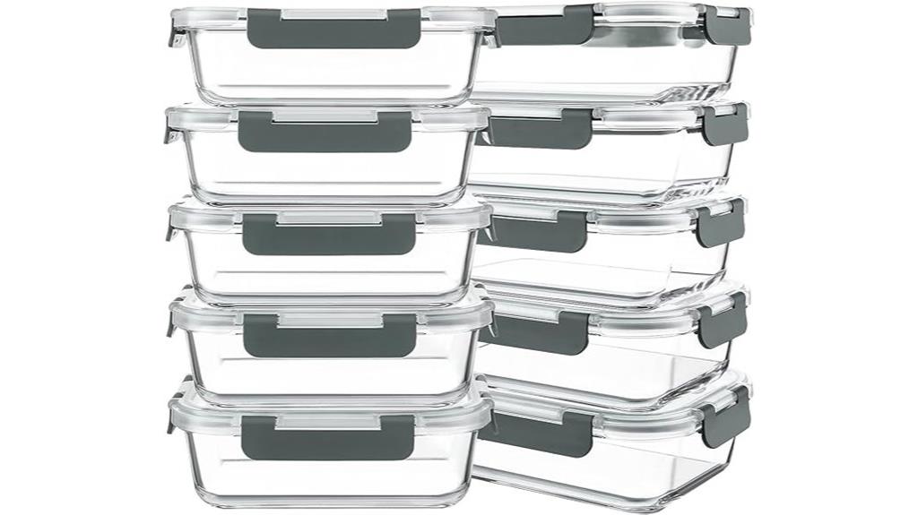 ten glass food storage sets