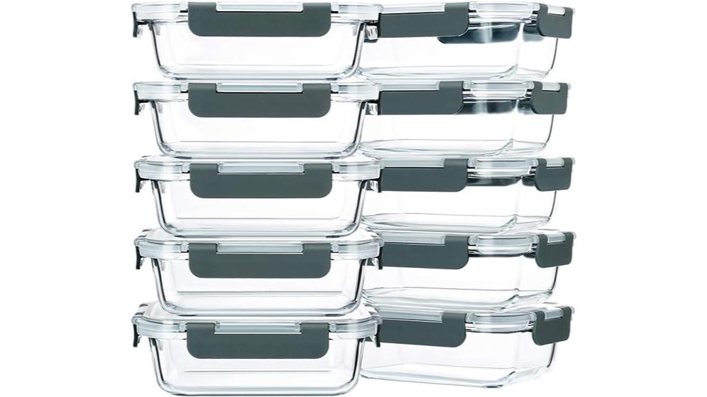 ten glass meal containers