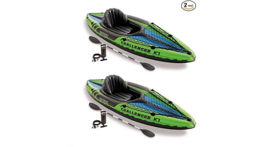 two kayaks with accessories