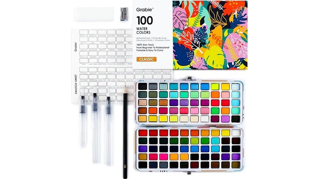 vibrant 100 color watercolors kit