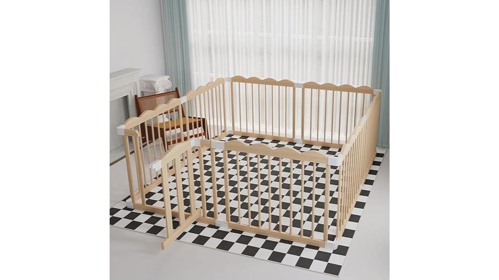 wooden baby playpen with lock