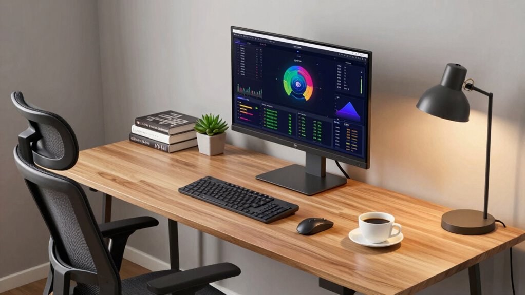 ergonomic organized trading workspace