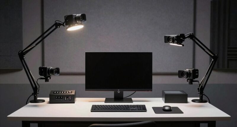 multi camera desk setup